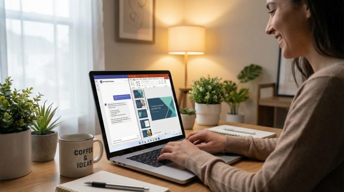 ChatGPT for presentations - person using AI chatbot to write a presentation script