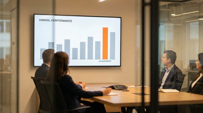 Clean data visualization chart on a presentation slide