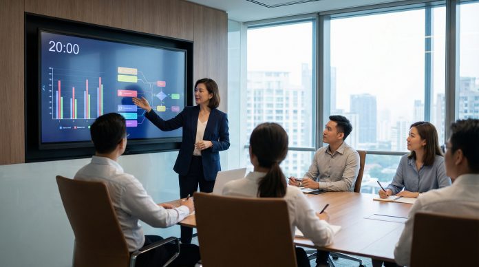 How many slides for a 20-minute presentation - executive presenting in meeting room