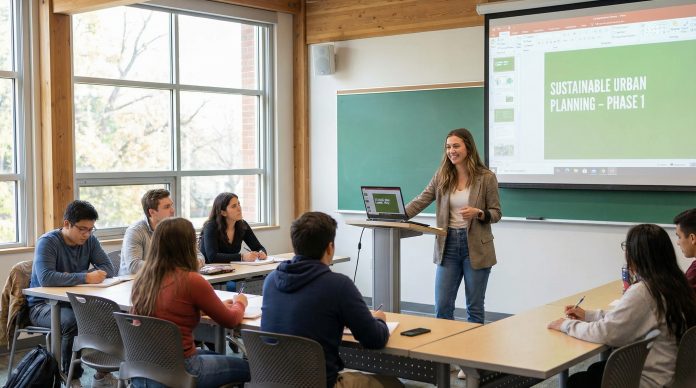 How to start a presentation as a student - college student presenting in classroom