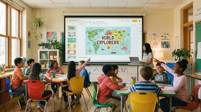 Viral presentation examples - engaging Google Slides displayed in a classroom