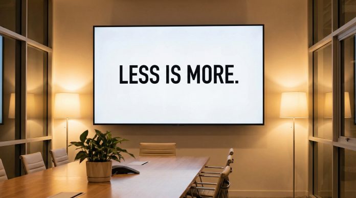 Clean presentation slide with generous white space in design
