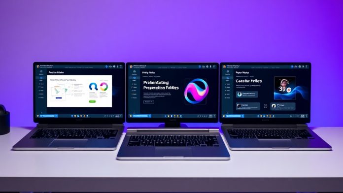 Comparison of PowerPoint, Google Slides, and Keynote presentation software in 2026